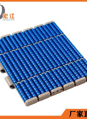 厂家供应输送机链板输送配件重型滚珠双铰直连低背压平顶滚珠链板