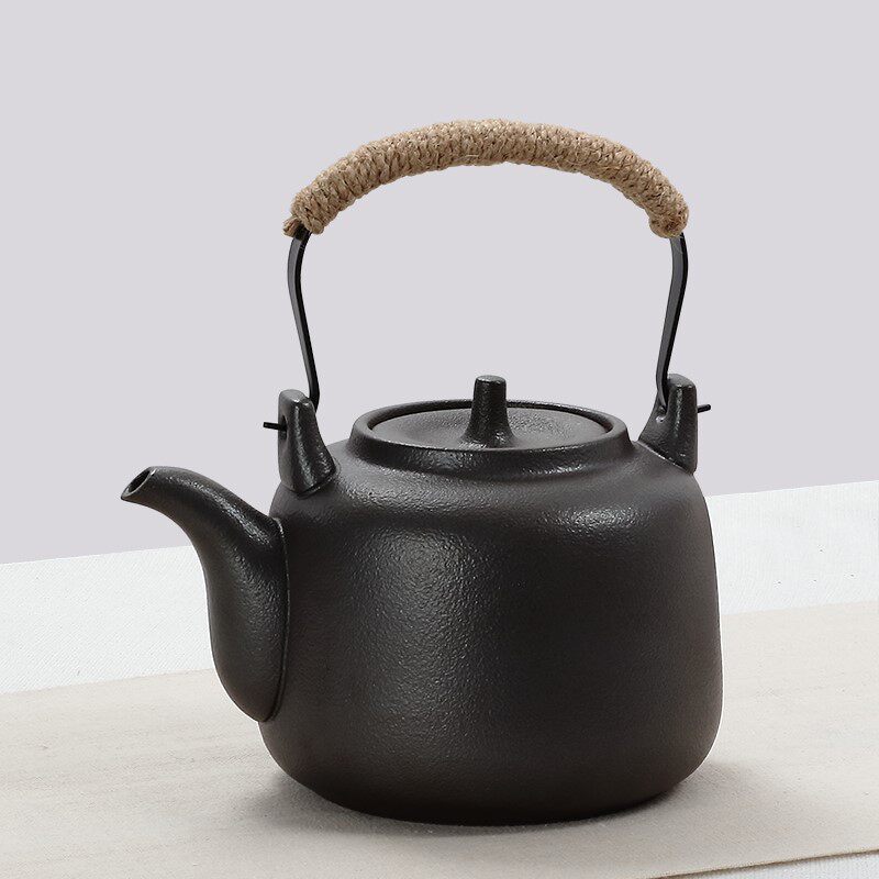 家用耐热陶瓷烧水壶黑陶煮水茶壶黑晶炉功夫茶具明火陶壶酒精泡茶