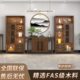 博古架实木中式 茶室背景柜胡桃木乌金木置物架现代风展示柜多宝阁