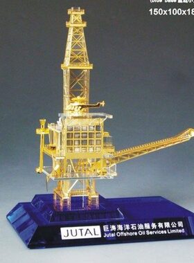 楼模工艺礼品 进口水晶楼模 建筑楼模型 HKJ-1740 油井平台蓝底