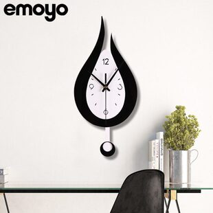 水滴现简约创意摇摆挂钟 家用客厅装饰静音卧室欧式墙壁钟表