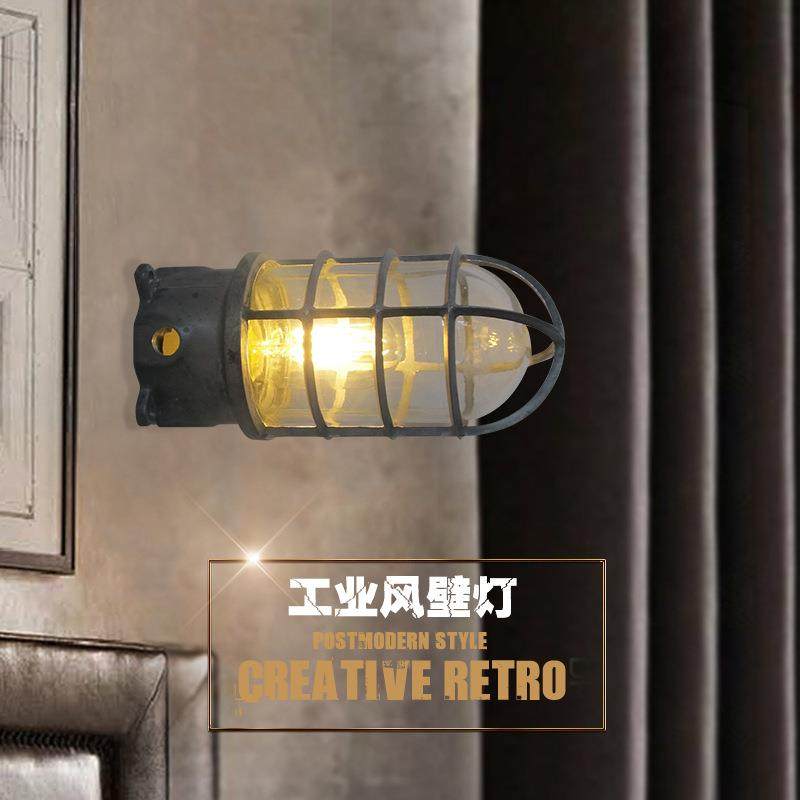 Loft复古工业风个性壁灯铁艺美式乡村仿古餐厅走廊过工业风壁灯