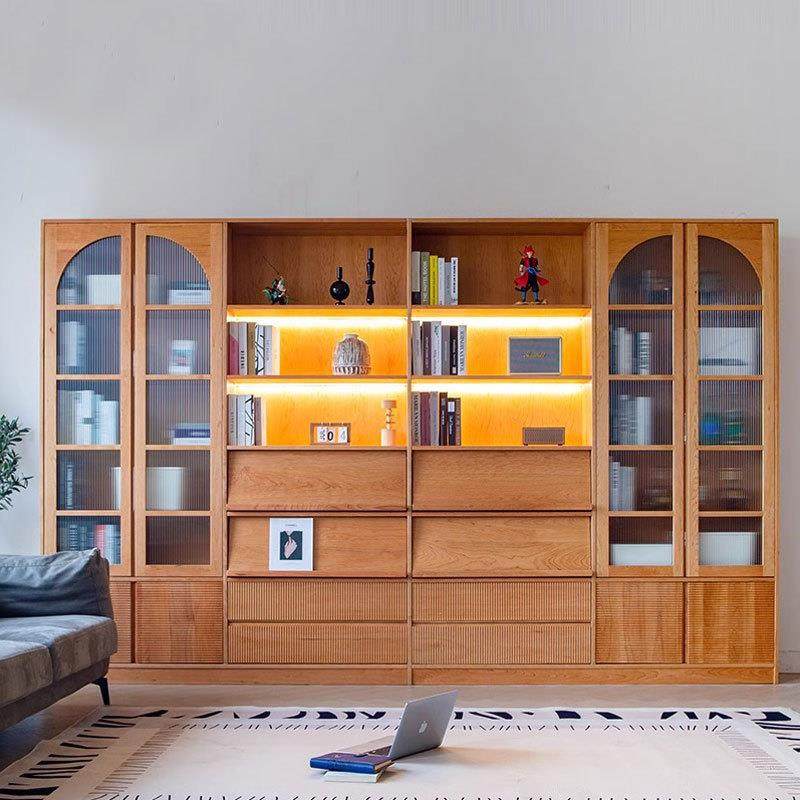 北美樱桃木落地书架组合现代简约黑胡桃木实木书柜客厅满墙展示柜,特色手工艺,其他特色工艺品,淘宝优惠券,粉丝福利购,淘宝优惠卷