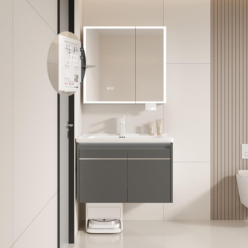 简约现代加厚蜂窝铝浴室柜扫地机陶瓷一体盆组合挂墙式洗手洗漱台