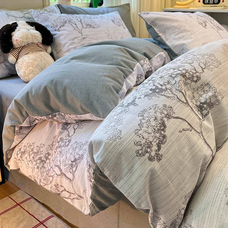 2024新款全棉加厚磨毛床上四件套100纯棉床单被套三件套床笠床品4