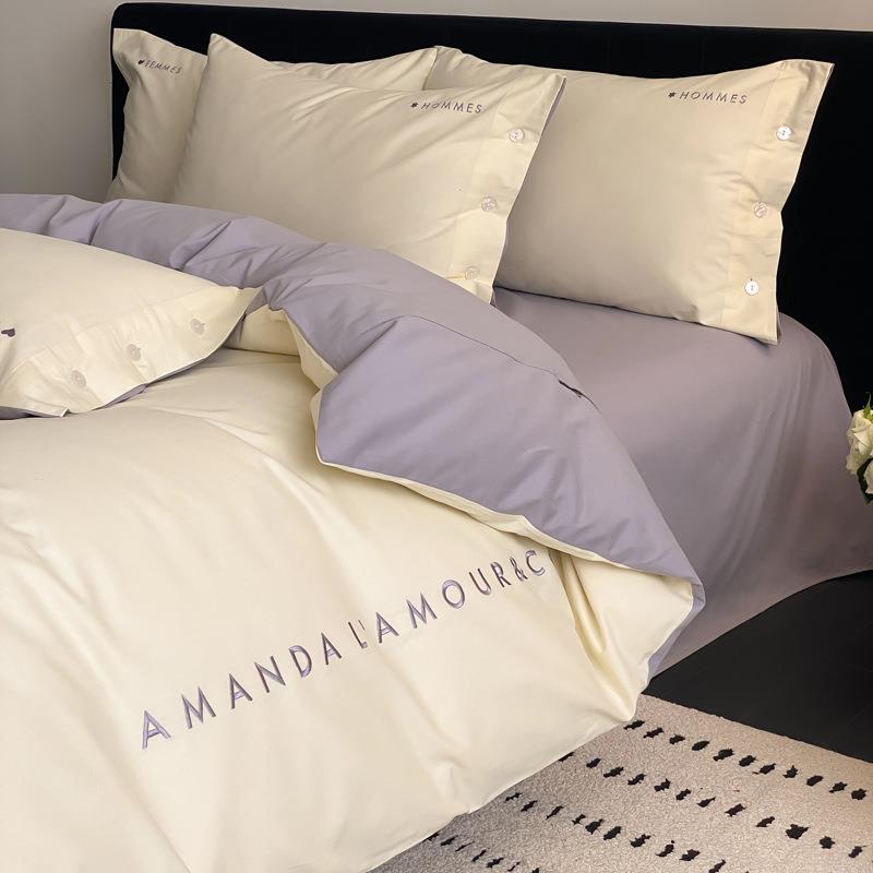 A类100支全棉磨毛四件套纯棉加厚床单被套轻奢简约高级感床上用品