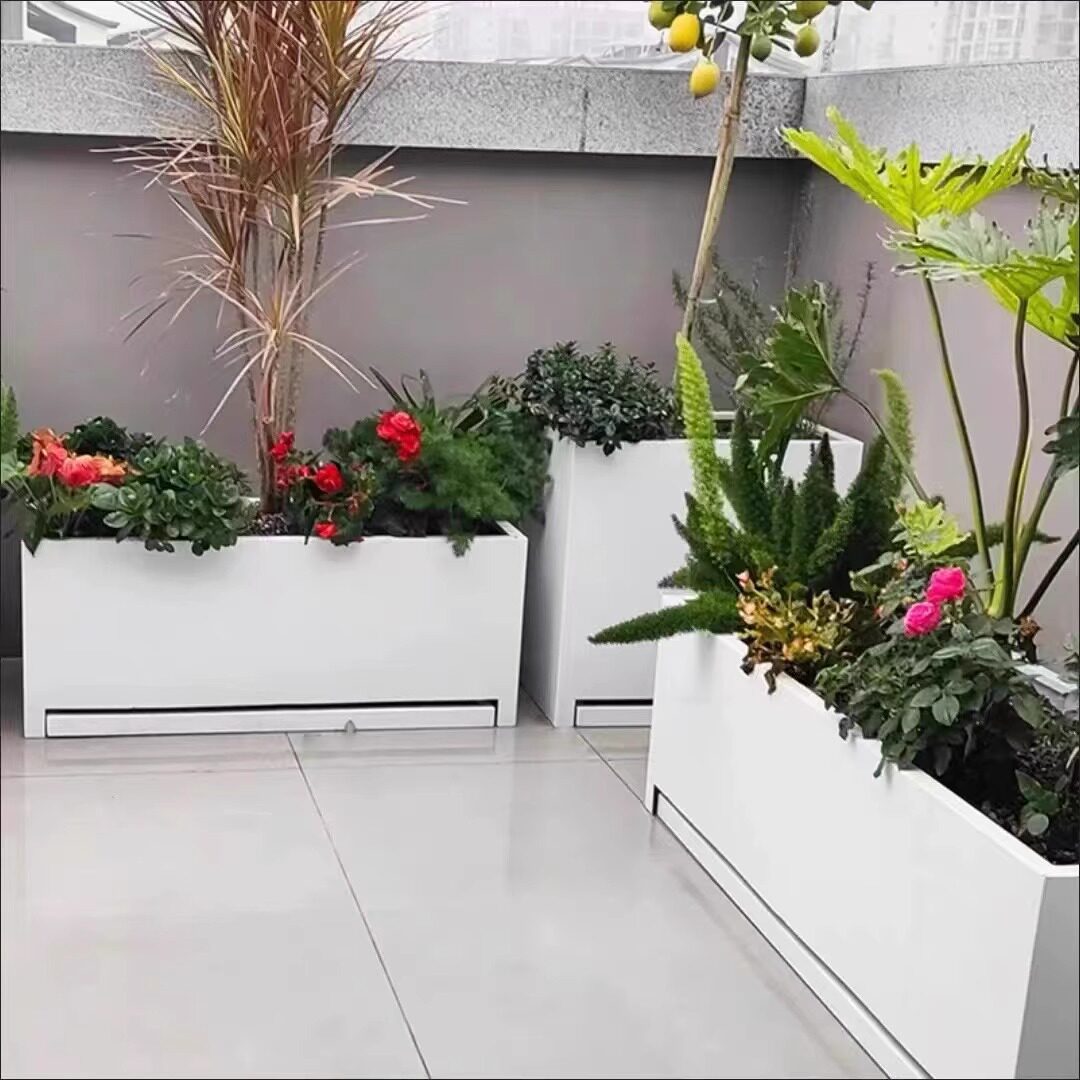 户外铁艺阳台天台室内外花箱楼顶露台庭院组合种植不锈钢花槽花池