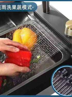 厨房水整OFX槽304不锈钢大槽数显鱼瀑布单水槽洗碗盆鲨全套一套