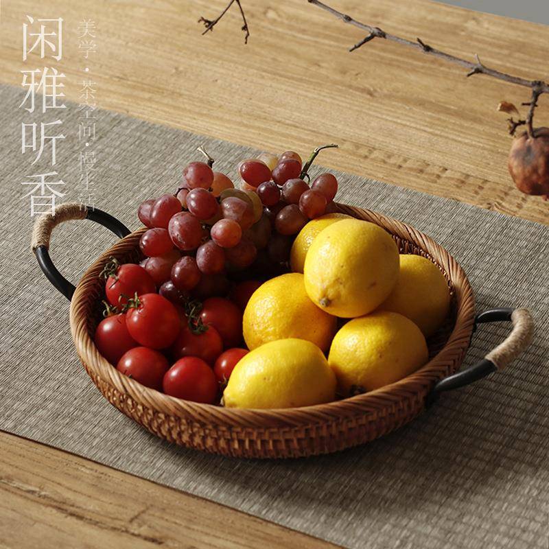越南纳藤编面包篮果详咨询客篮收筐烘茶点筐点心焙篮中式极简干泡