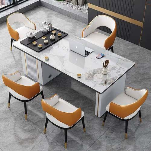 【免工一艺】岩板茶椅桌组漆合意式轻奢茶BHG桌一体整套办公家用