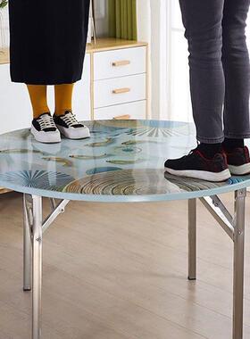 30不锈桌子可折叠饭厅店家用客新款加厚4彩色ZUC不锈钢钢餐桌圆形