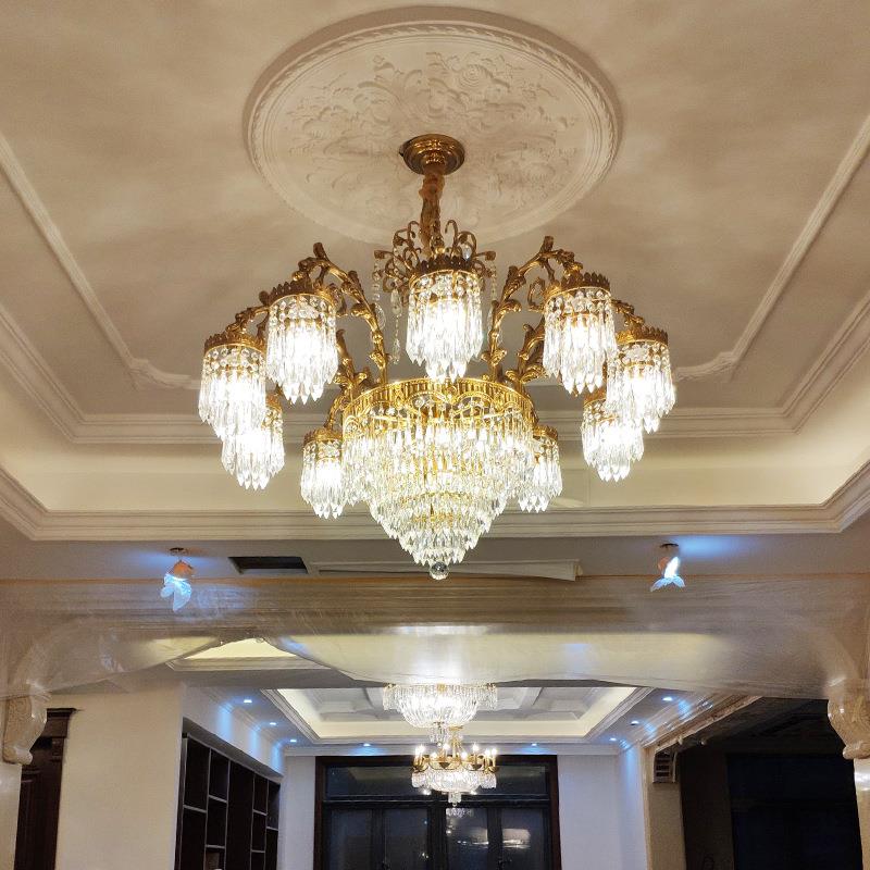 轻全铜水吊法式别墅客厅餐厅灯欧灯式奢大气复式楼酒店264大晶堂