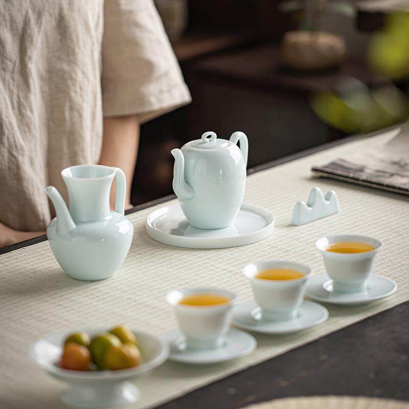 湖田青陶瓷茶壶单壶壶用小茶家中式小影容量带过滤球孔功影青·如