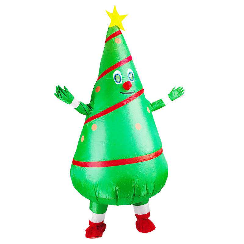 聖誕樹服装跨境派对圣诞节道具雪人圣诞树圣诞老人背人充气服卡通
