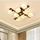 现代简约创意黑胡桃色实木led客厅餐厅卧室书房吸顶灯灯具X8099