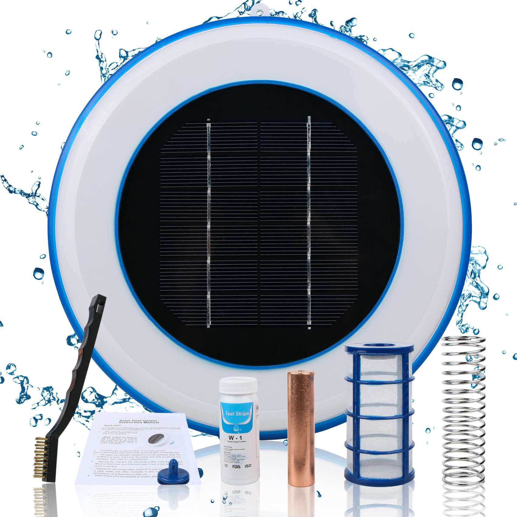 Solar pool ionizer太阳能铜银离子水处理器泳池水净化器purifier
