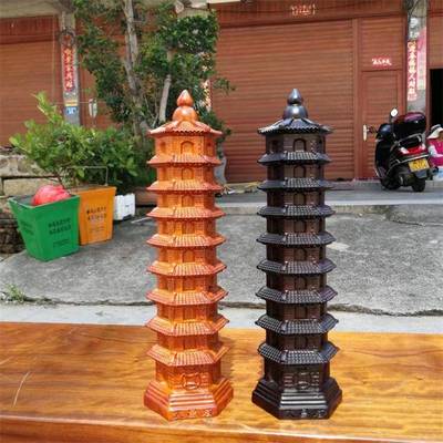 黑檀木雕刻9层文昌塔摆件木制文昌塔九层家居客厅玄关装饰工