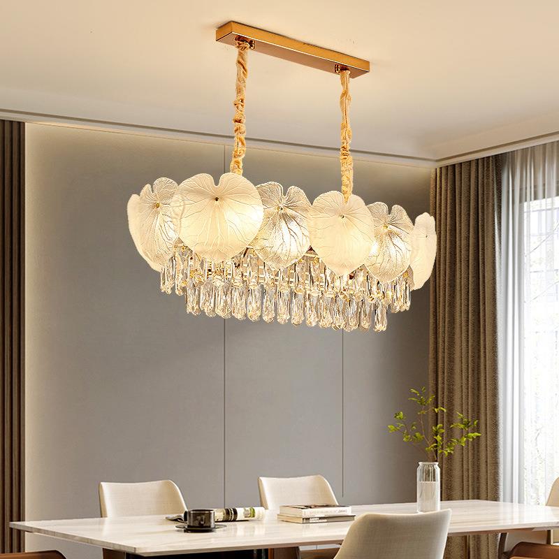 客意厅灯轻水晶灯后现代高档创树叶主卧房间1全光谱护眼大奢吊厅