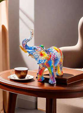 意多彩色象书架装饰品工艺大品家D2457居创饰书房装品桌面摆设