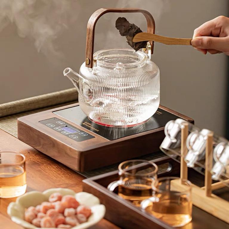 胡桃木电陶炉大高功率提款加厚玻璃壶耐温蒸煮茶茶00928799炉套装