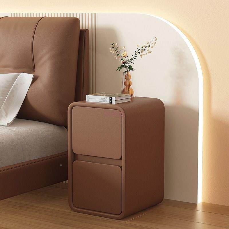 奶油风床m头柜木储HQV物柜小实型超窄夹20c主卧床缝边窄柜简约收