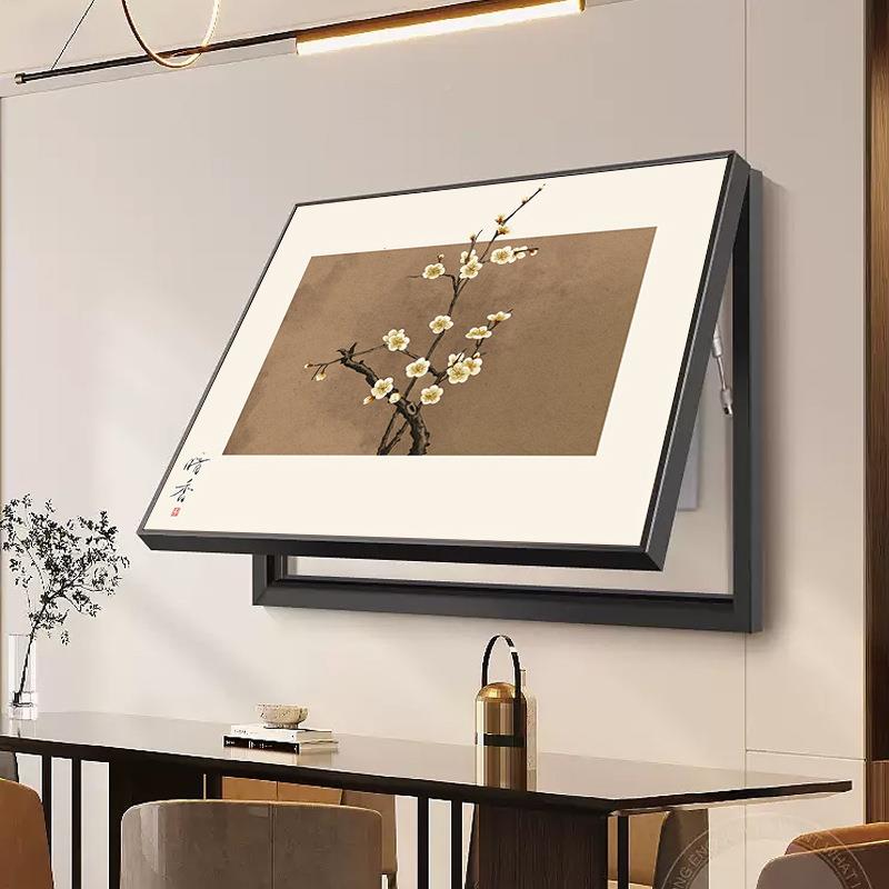 暗香梅新式电表箱装饰画免孔推拉配中电箱遮挡弱电花箱餐厅SQ-112