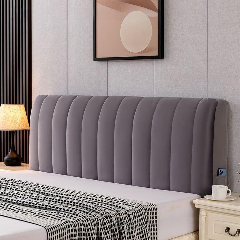 加厚套床头罩靠背软包全包简单方防皮木床头76c4PBG620撞25新款再