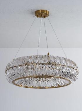 墅大气水晶吊别灯圆环形后现代简约餐厅卧室复式板楼346梯样房灯