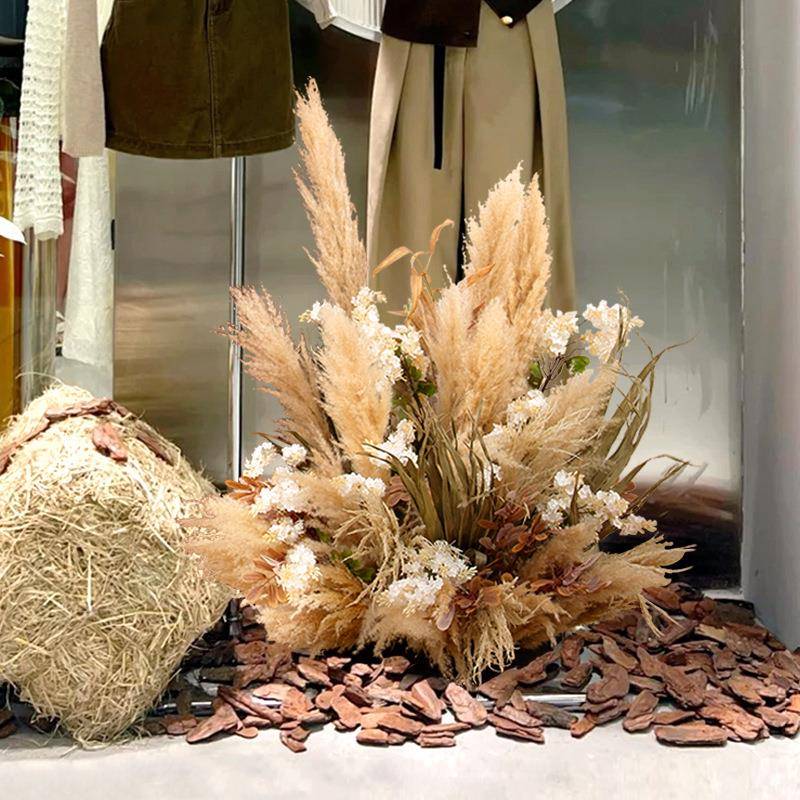 芦苇壁挂挂花艺装饰拱门橱窗景花角花落背摆件地花艺WD-973干花绢
