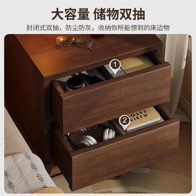 实木床头柜简约现代三层卧室加高家用小型床边储物置物收纳柜子厂