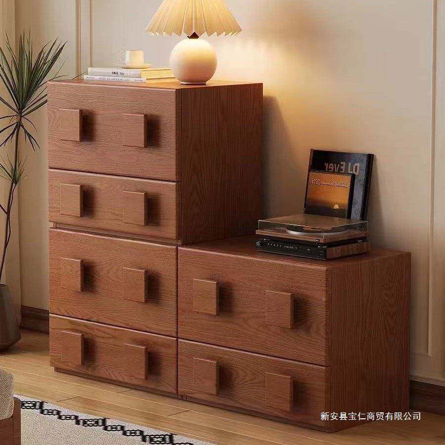 实视木中古风电柜客落厅卧室五斗柜现货复古卡门床柜多功能组合地