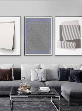 几何的魅QX202111力厅现装代极简抽象客饰画黑白约线条玄关简组合