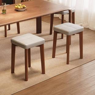 软包凳子餐桌家用餐凳实木方凳商场餐厅等位椅可叠放凳子结实耐用