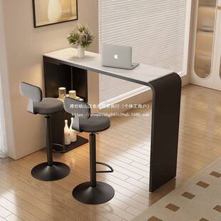 吧台桌家用简约岩板高脚桌长条桌客厅沙发阳台隔断吧台桌椅组合
