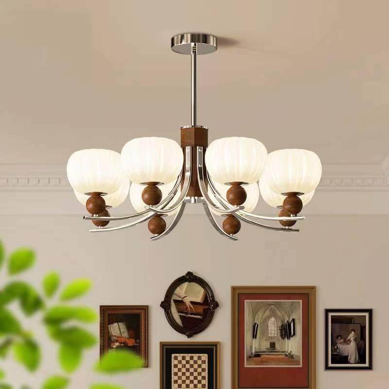 法式中古胡桃木南瓜灯餐厅灯轻奢复古设计感护眼主卧室灯客厅吊灯,家装灯饰光源,智能吊灯,淘宝优惠券,粉丝福利购,淘宝优惠卷