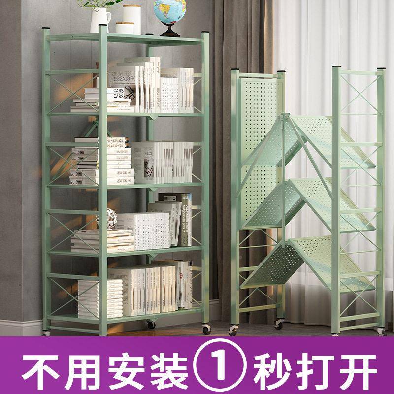 924免安简易书架落地厅儿童书客家桌装小型书柜用卧室收纳折叠置