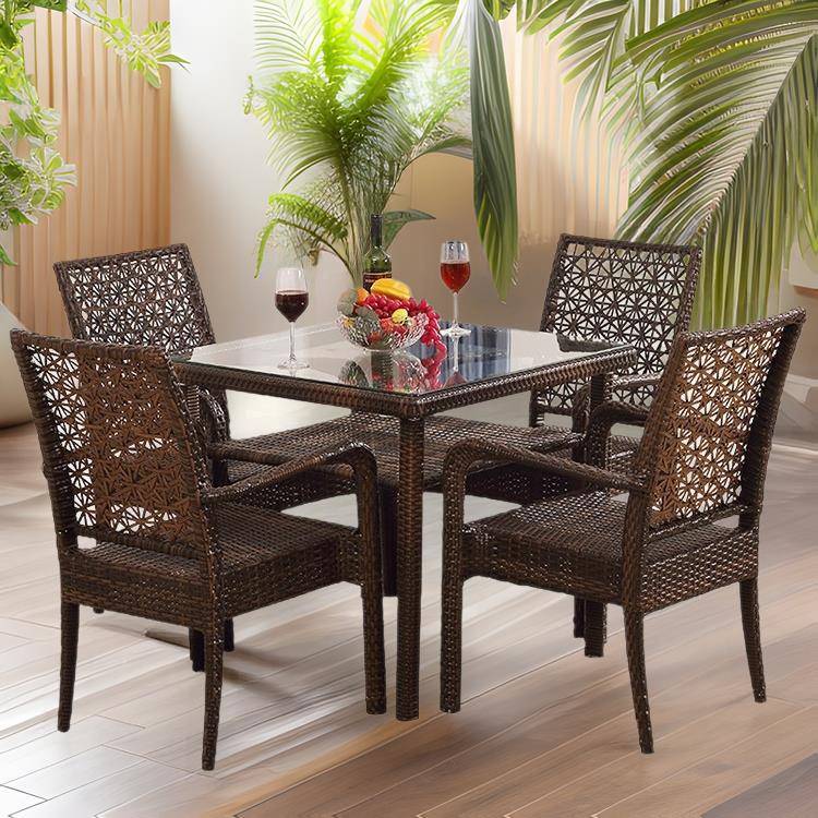 户外休闲藤编桌椅组合创意阳台庭院室外花园露天防水防晒藤椅家具