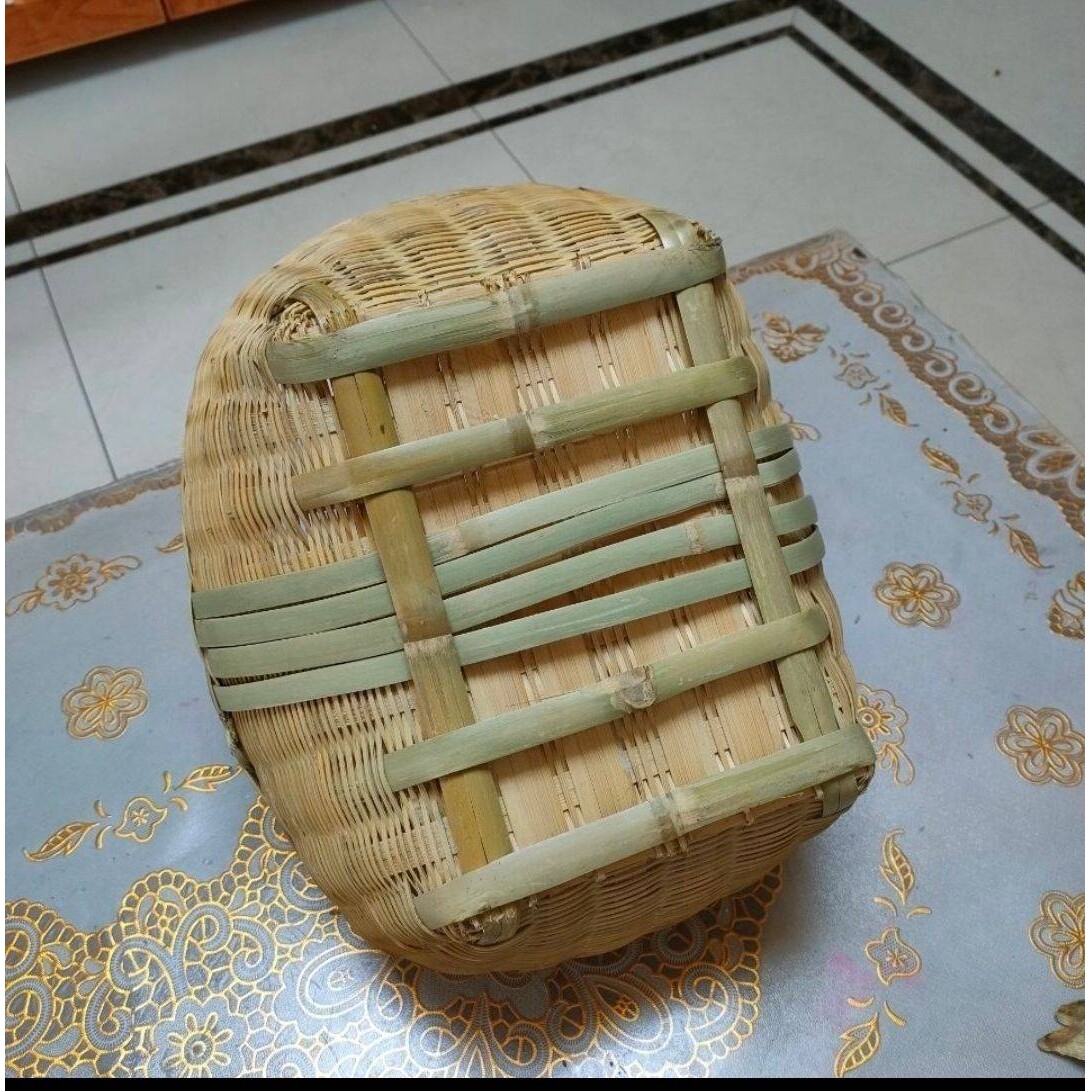 手工竹编制品家用椭圆形手提篮买菜篮购物篮竹青编织鸡蛋篮竹之新