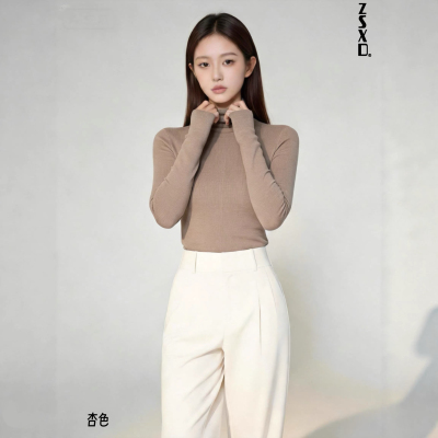 黑色半高领女春秋修身打底衫毛衣百搭内搭可外穿显瘦长袖上衣T恤