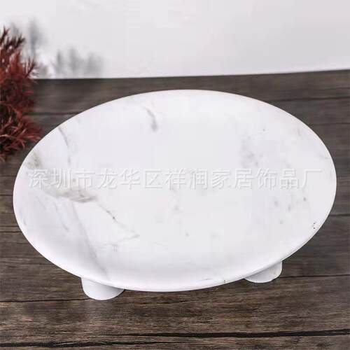 现代样间茶几奢黑色大理石点轻心盘果VVQ盘板餐托桌装饰盘储物盘