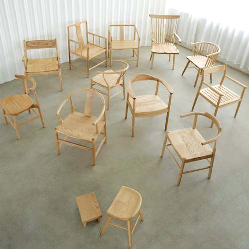 简约时尚白蜡木实木座太师圈椅带靠背扶手茶桌主椅餐厅书房牛角椅