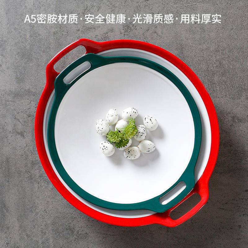 密胺墨白盖双盘子色商用绿仿瓷猪脚饭拌面套餐创GPN意饭料理双耳