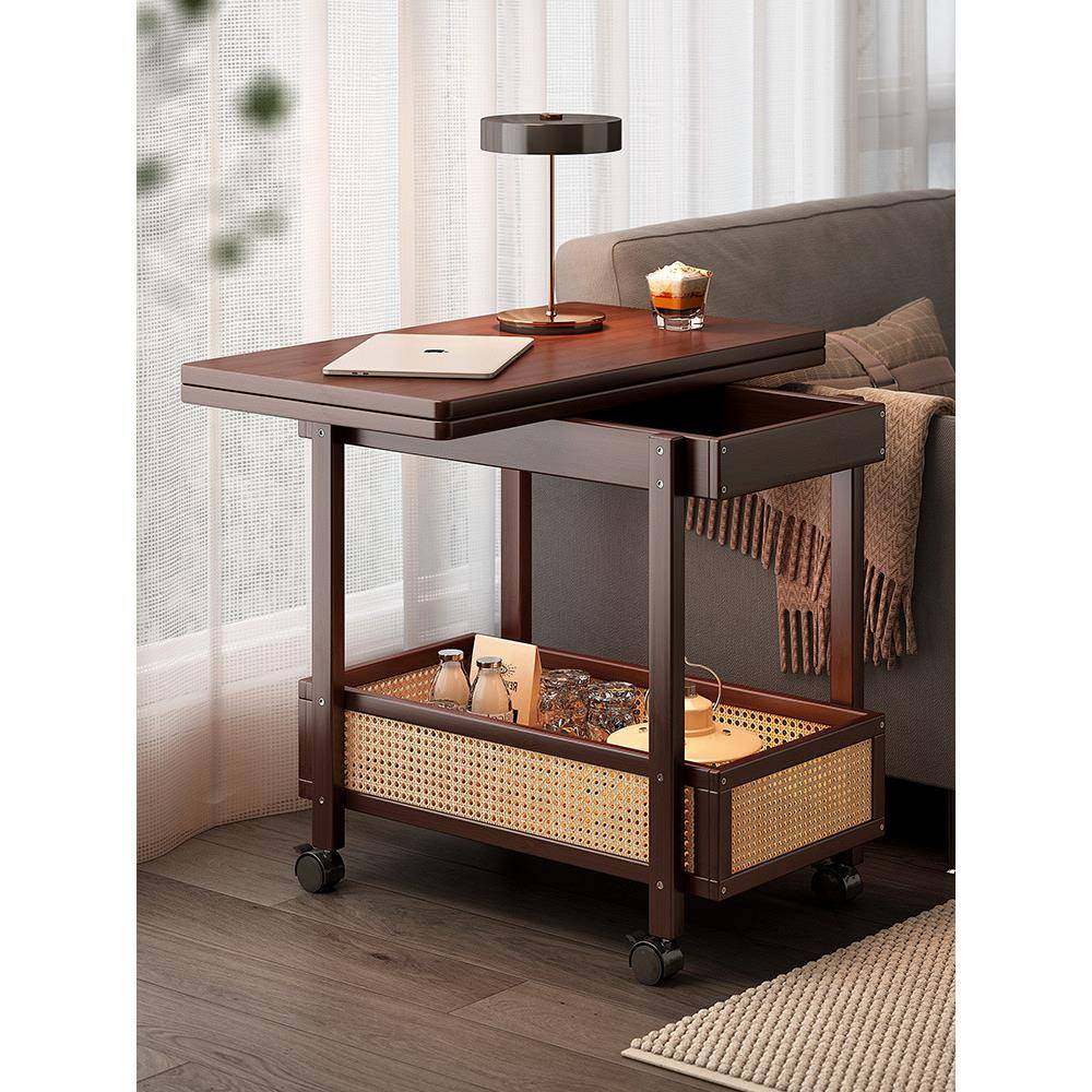 边几茶几可移动沙发边柜小户型折叠推车客厅置物架实木中古小桌子,基础建材,脚轮/万向轮,淘宝优惠券,粉丝福利购,淘宝优惠卷