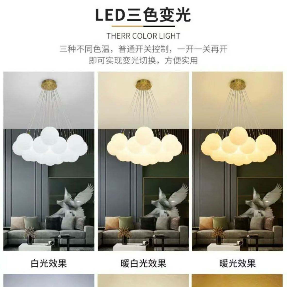 月球灯星球气球灯泡泡玻璃法式轻奢奶油风云朵儿童卧室灯客厅吊灯