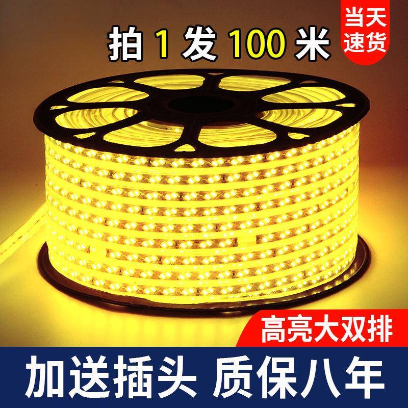 LED灯带户外防水客厅外墙工程室外暖光白暖色220v高压灯条带