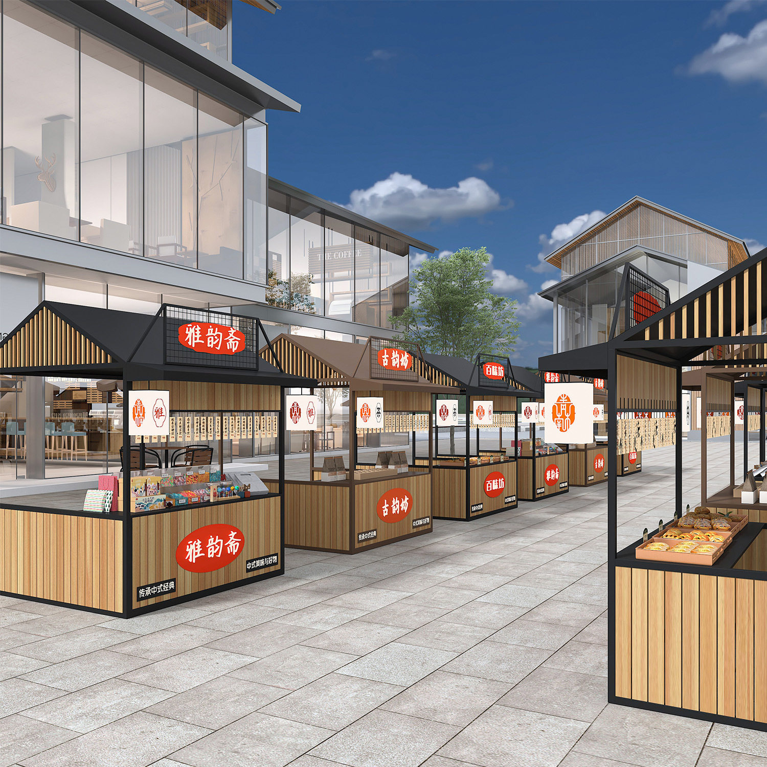 古风市集摊位展示架可移动夜市地摊架古镇景区老街特色小吃摊创意