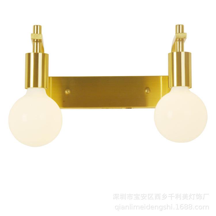 欧式复古双头壁灯艺术铜色简约卧室床头餐厅过道楼梯出口铁艺壁灯