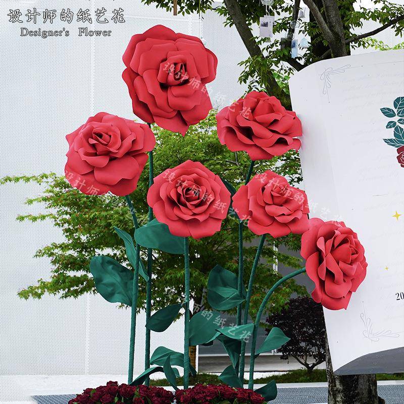 七夕情人节商场玫瑰花eva泡沫纸户外巨大型装饰布置dp点美陈道具
