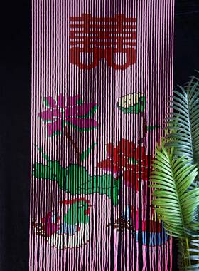 A10L新款纯手工门帘玄关隔断珠帘挂帘家用屏风卫生间装饰帘成品粉