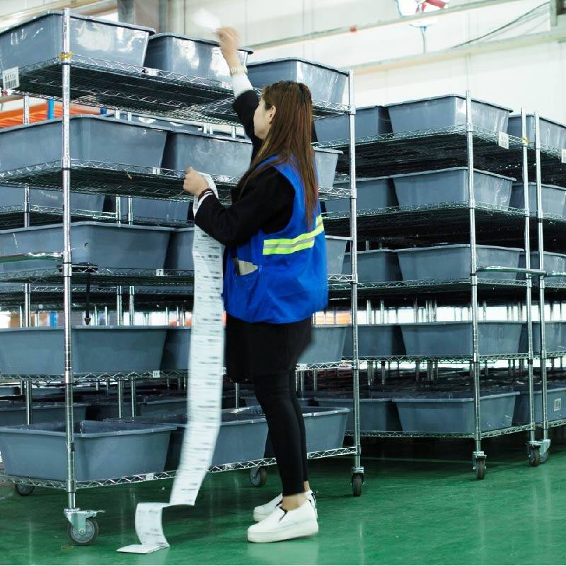 电商拣货车物流快递分拣车打包捡货理货车镀铬移动货架静音设计